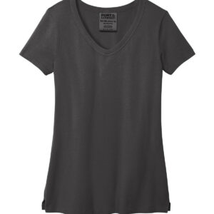 Port & Company LPC099V Women's Beach Wash Garment-Dyed V-Neck Tee - Coal