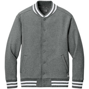 New Era NEA560 Varsity Heavyweight Fleece Jacket in Grey Frost